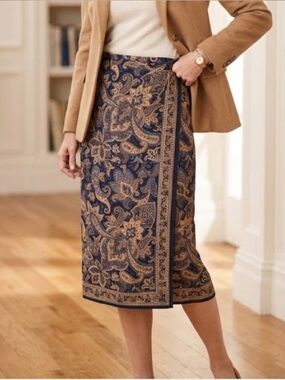 NWT Vintage Talbots 100% Silk Wrap Skirt 16